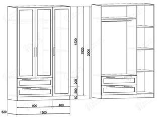 Распашной шкаф Блиц 3.2