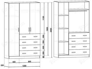 Распашной шкаф Зодиак 3.4