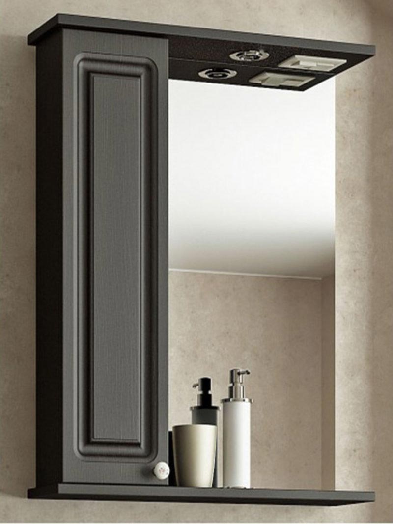  шкаф в ванную Империя 60.2 венге | Полки зеркальные