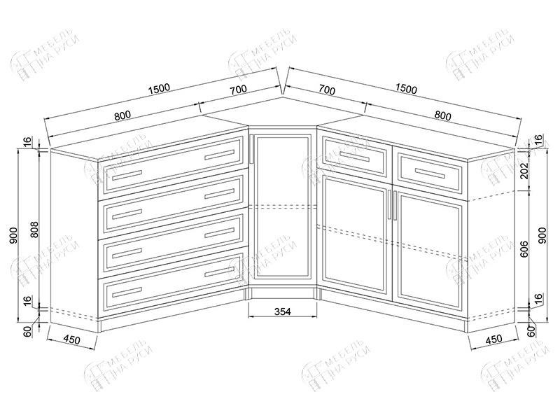 Угловой комод чертеж с размерами