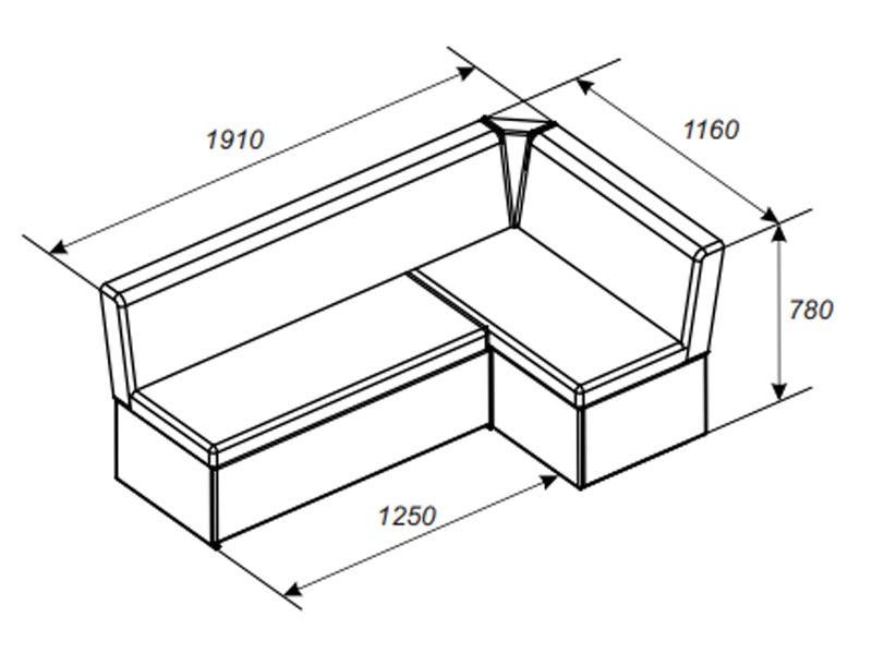 Уголок на кухню размеры