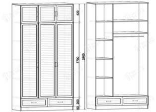 Распашной шкаф Жалюзи ТР 13 с антресолью П2754/2